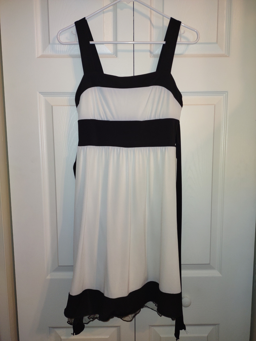 Speechless Black and White Square-Strap Midi Dress